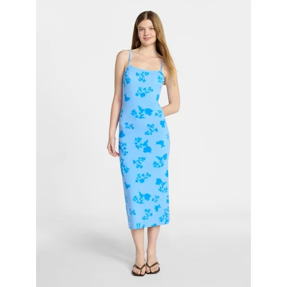 No Boundaries Sleeveless Square Neck Midi Dress, Women's & Women's Plus Sizes XXS-4X | Walmart (US)