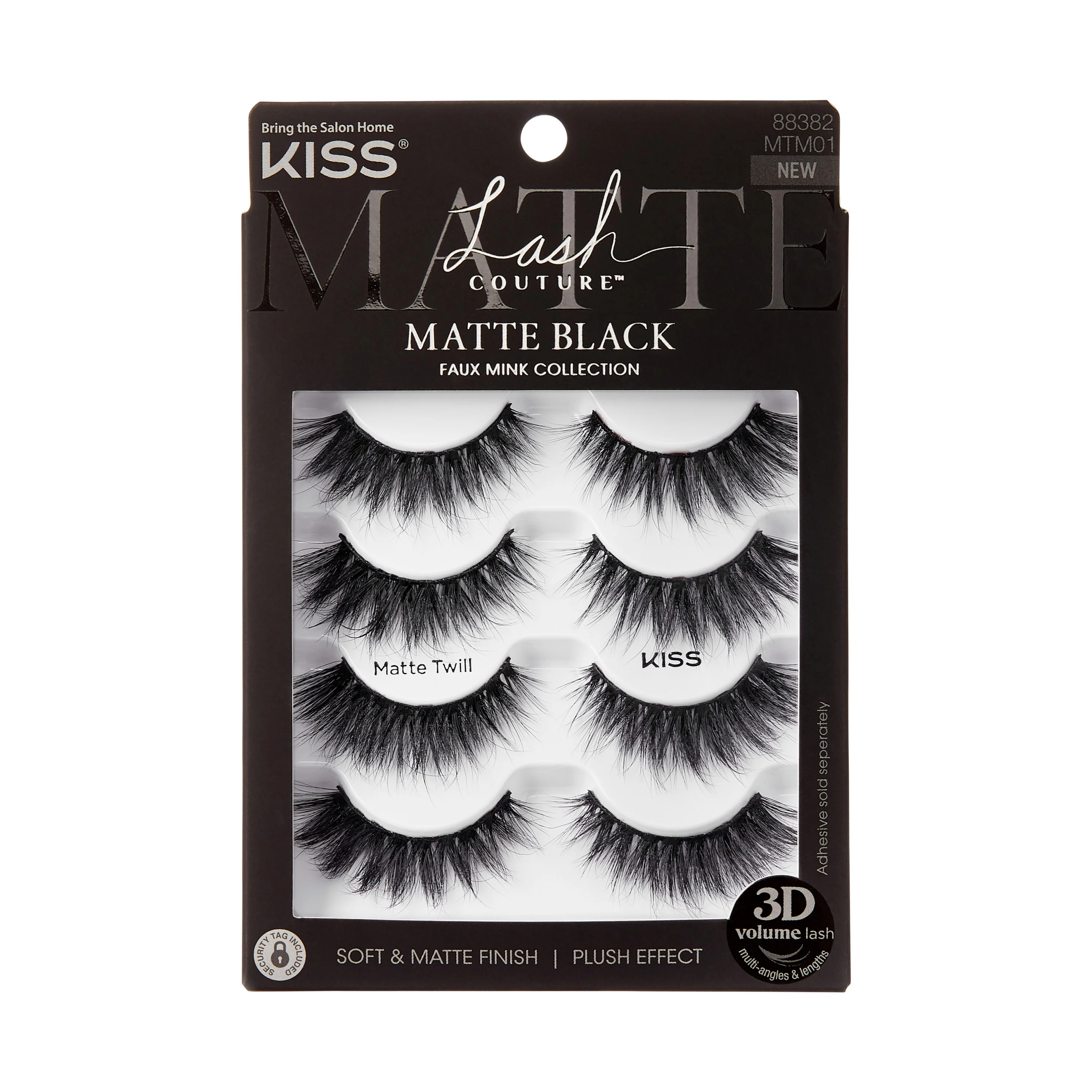 KISS Lash Couture Matte Black Faux Mink Eyelashes Multipack, Matte Twill, Black, 4 Pairs - Walmar... | Walmart (US)