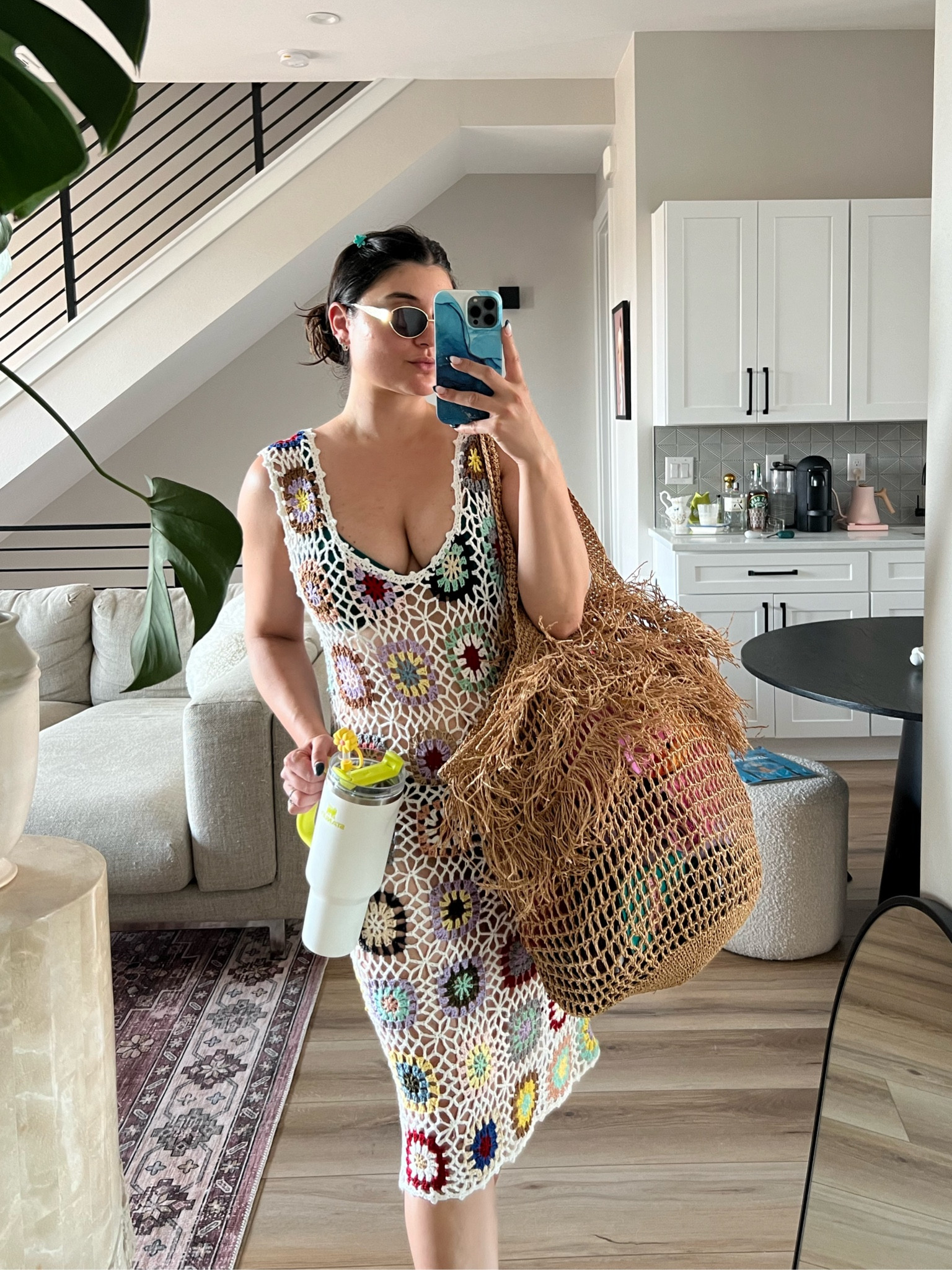 Granny square dress - mine is from abroad but I linked a few similar options! 
Pool cover up 
Pool outfit 
Beach bag 
Hair clips 