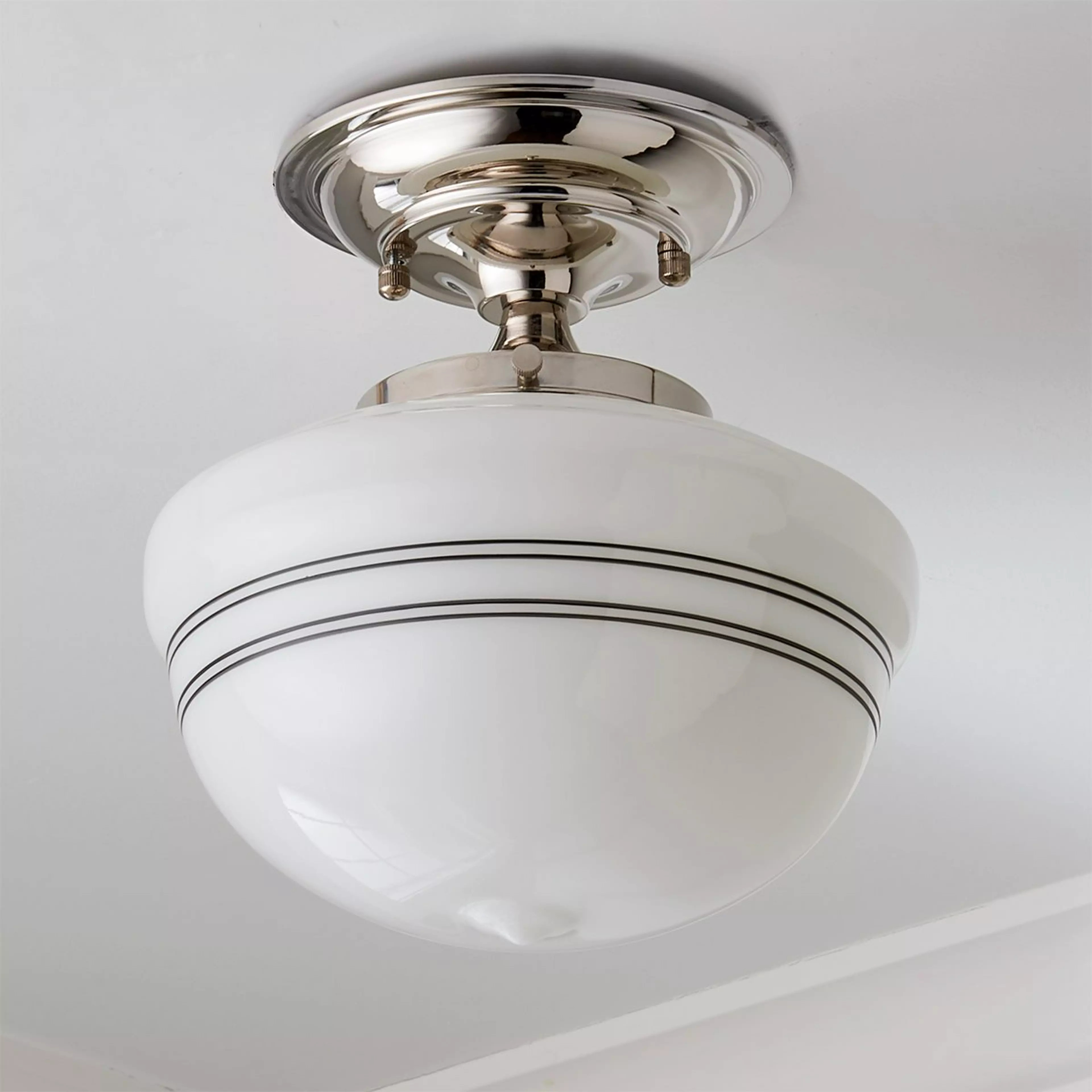 Striped Schoolhouse Semi-Flush Ceiling Light | Shades of Light