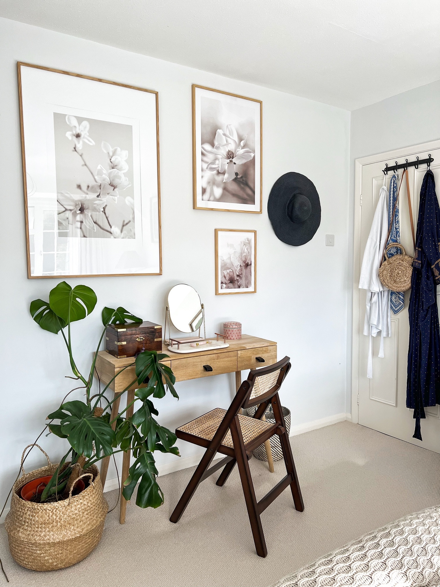 Neutral colour palette in a calm and cosy bedroom. Neutral poster prints in wooden frames and wooden bedroom furniture, chair, dressing table and table mirror 

#LTKGift (“Entry”)

#LTKeurope #LTKhome #LTKSeasonal