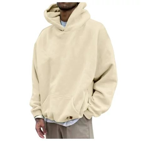Fsqjgq Hoodies for Men Zip Up Sweatshirts for Men Mens Autumn and Winter Casual Loose Solid Hooded S | Walmart (US)