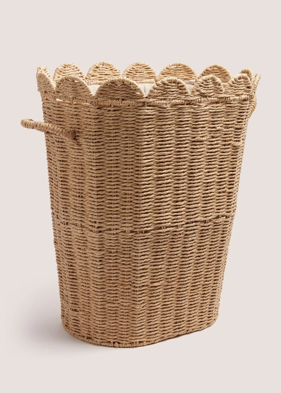Oval Scallop Edge Woven Laundry Basket (39x29xH47cm) | Matalan (UK)