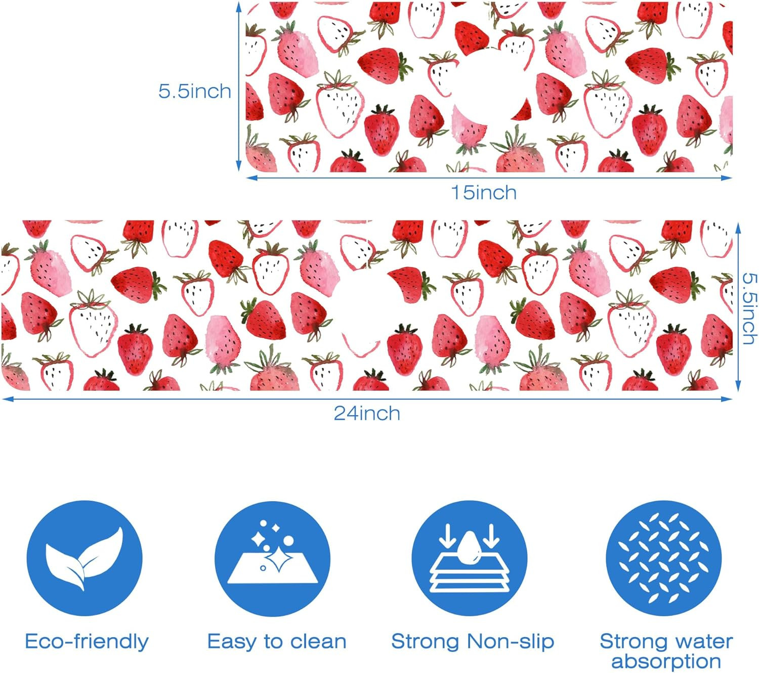 Watercolor Strawberry Kitchen Sink Splash Guard Mat Absorbent Fast Drying Mat Faucet Draining Mat... | Amazon (US)