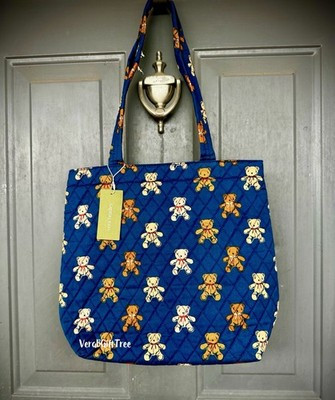 Vera Bradley Small Original Zip Tote BUNCH OF BEARS Blue Bag Teddy Bear NWT $80 | eBay US