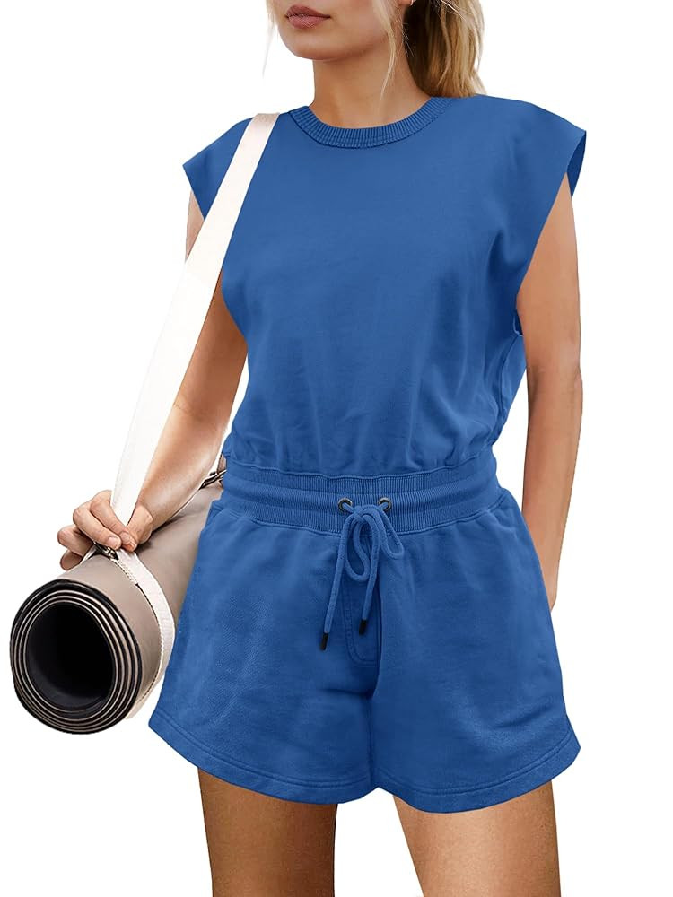 Yanekop Womens Athletic Romper Loose Crewneck Short Jumpsuit Open Back Summer One Piece Outfits w... | Amazon (US)