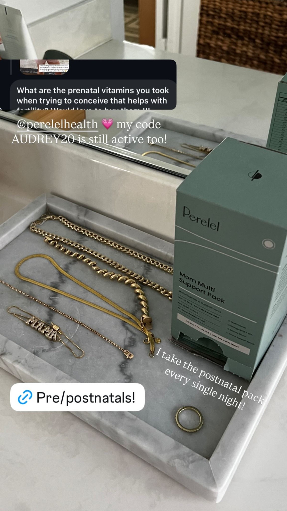 Postnatal vitamin pack I take every night! Code AUDREY20 for savings 🤍

Postpartum routine, night time routine, postpartum vitamins, prenatal vitamins 

#LTKBaby #LTKBump