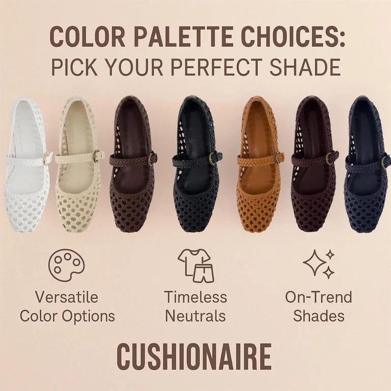 Cushionaire Weston Hand Woven Ballerina Flats for Women \u2013 Faux Leather Mary Jane Shoes Women... | Walmart (US)