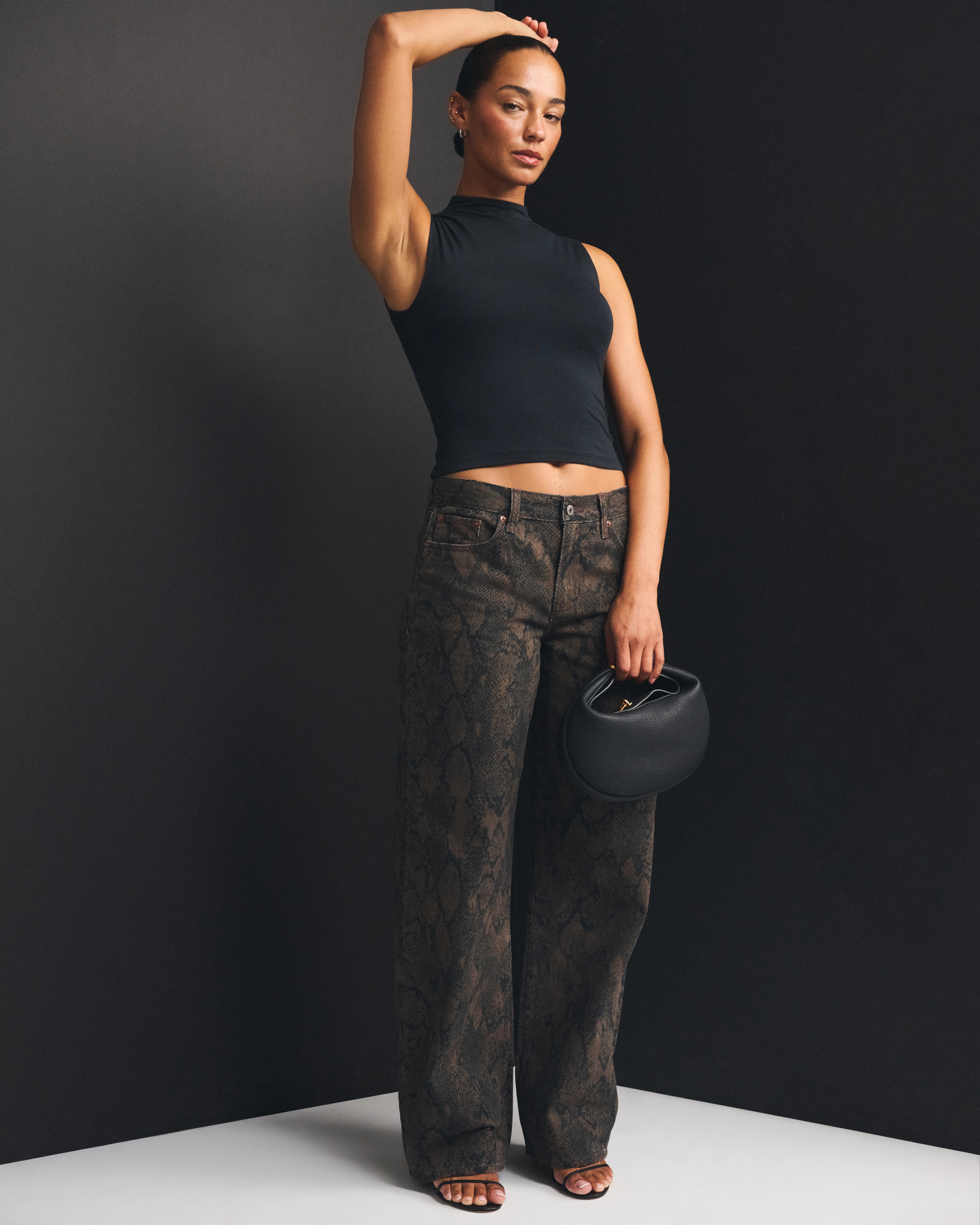 Curve Love Low Rise Ultra Loose Snake Print Jean | Abercrombie & Fitch (US)