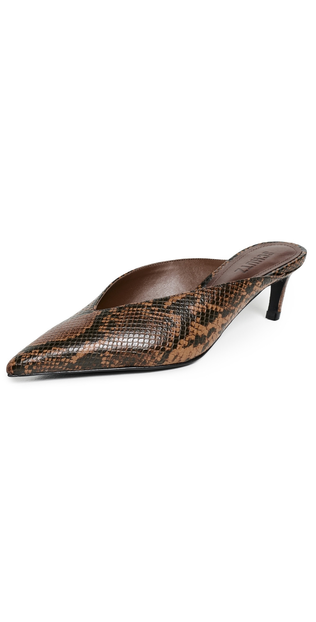 Schutz Loren Mid Mule Kitten Heels Pecan Brown 7.5 | Shopbop
