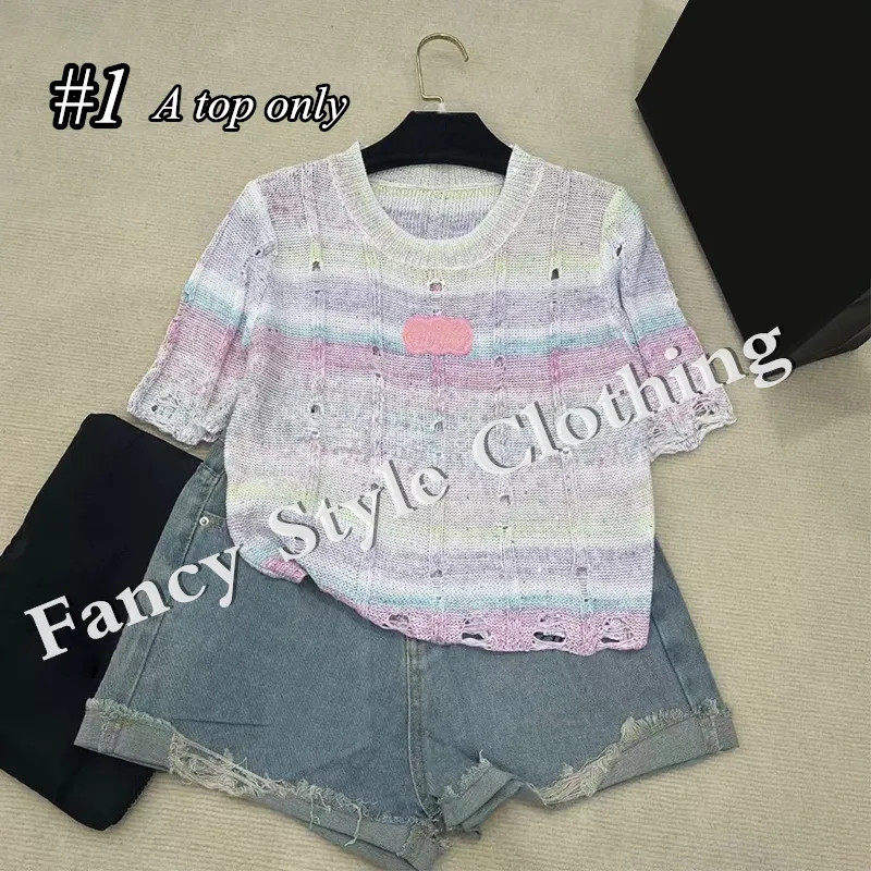 Fashion Women's Colorful Striped Knitted Top Sleeveless Vest Short Sleeved T-shirt | DHGate