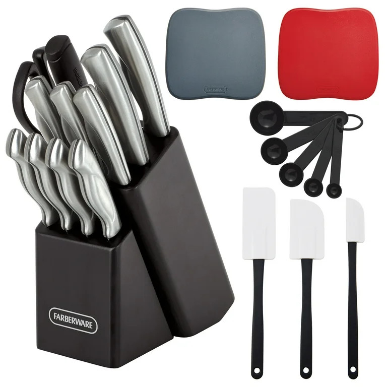 Farberware Classic 22 Piece Stamped Stainless Steel Knife Set and Utensil Set | Walmart (US)