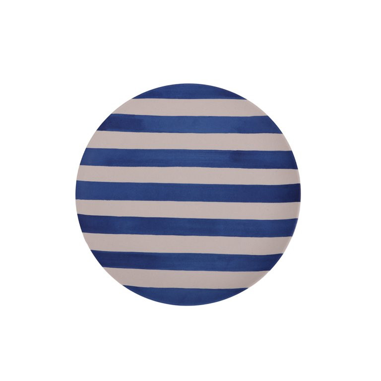 Mainstays 10.4-inch Bamboo Melamine Round Dinner Plate, Blue Cabana Stripe | Walmart (US)
