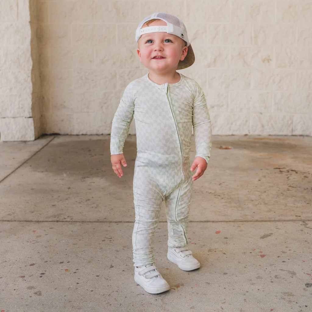 SAGE CHECKERS DREAM ROMPER | Dream Big Little Co.