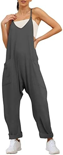 AUTOMET Jumpsuits for Women Casual Summer Rompers Sleeveless Loose Spaghetti Strap Baggy Overalls... | Amazon (US)