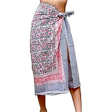 100% Cotton Hand block Sarong Beach Pareo -Your Perfect Summer Cover up Swimwear Companion Wrap S... | Amazon (US)