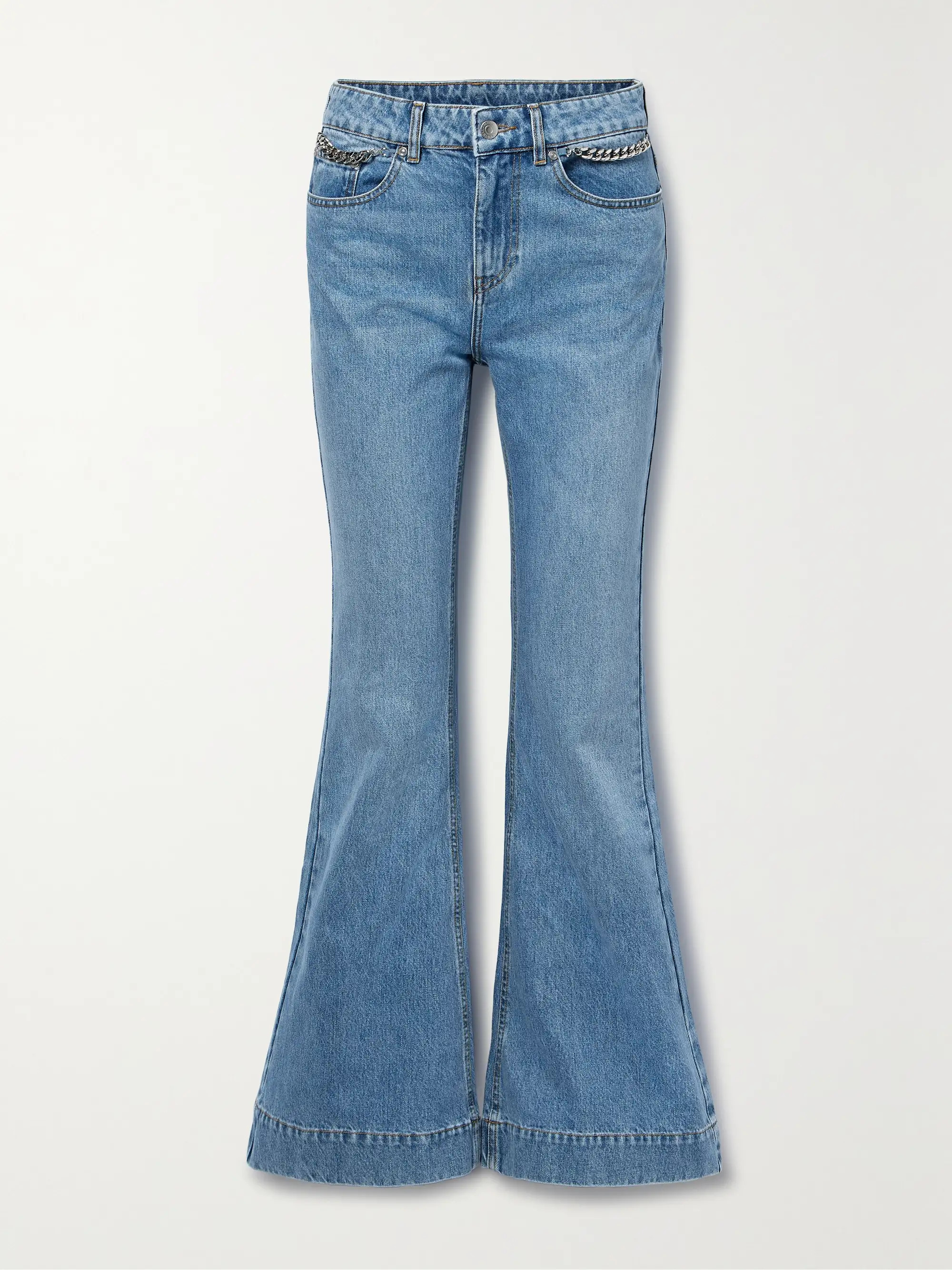 + NET SUSTAIN Iconic chain-embellished high-rise flared jeans | NET-A-PORTER (US)