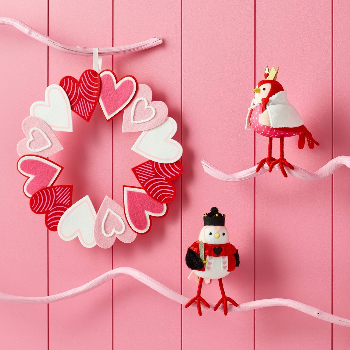 Valentine's Felt Wreath Hearts Pink/Red/White - Spritz™ | Target