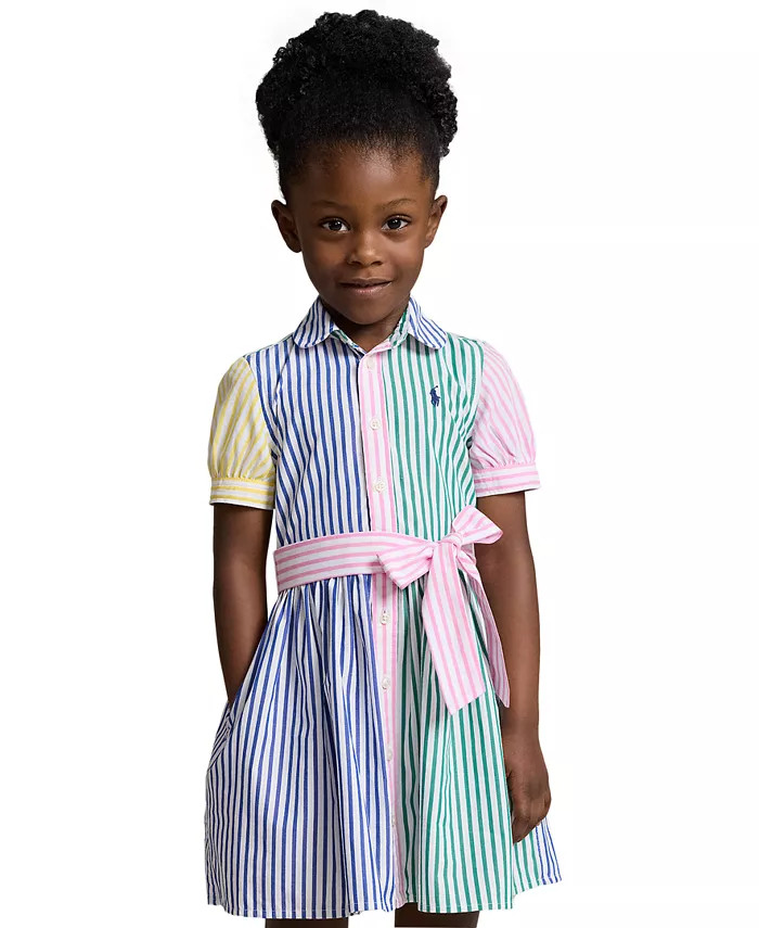 Polo Ralph Lauren Toddler and Little Girls Striped Cotton Fun Shirtdress - Macy's | Macy's