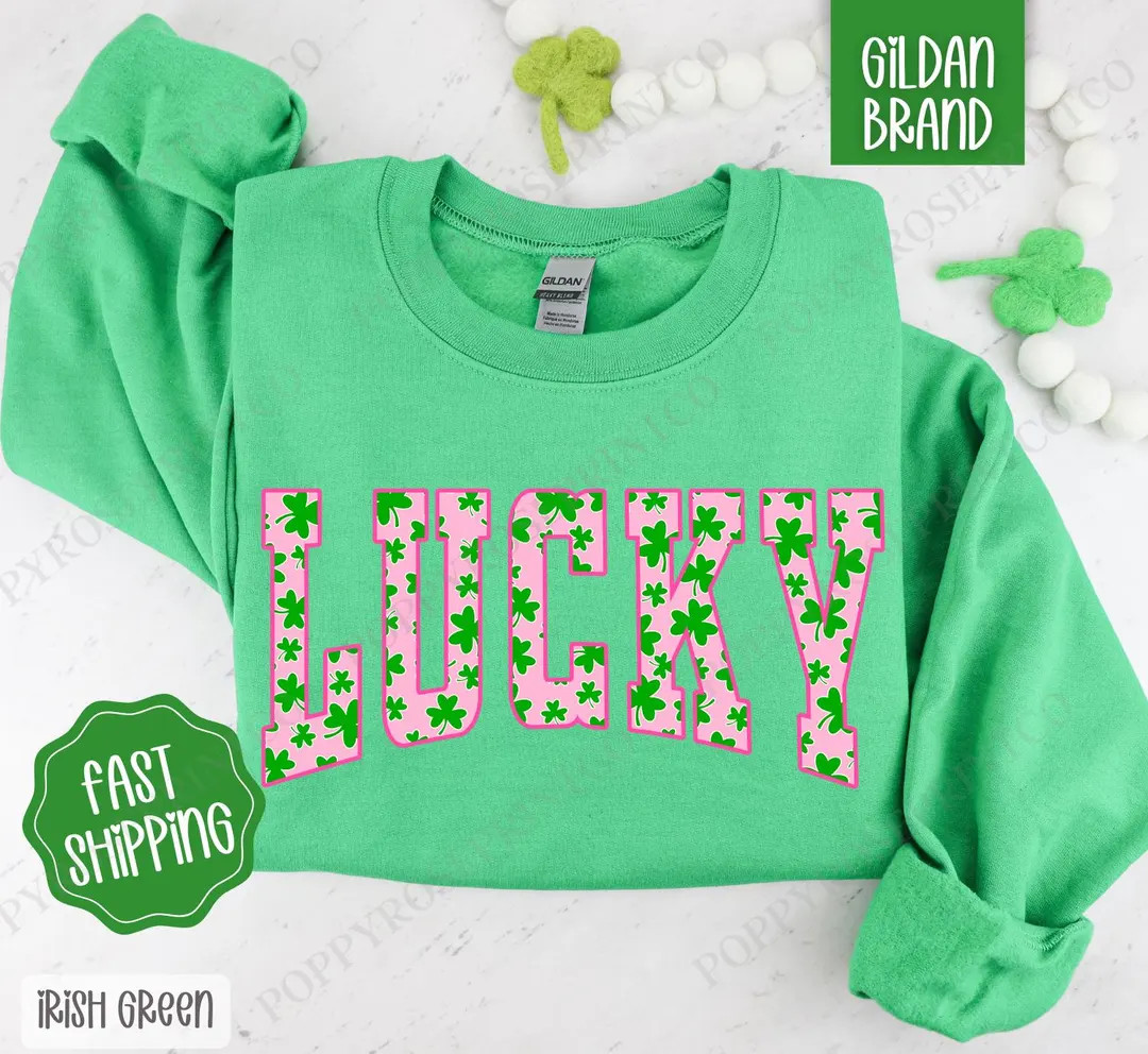 Lucky St Patrick Sweatshirt, St Patrick's Day Crewneck, Cute Women's Sweater, St. Patty's Day Swe... | Etsy (US)