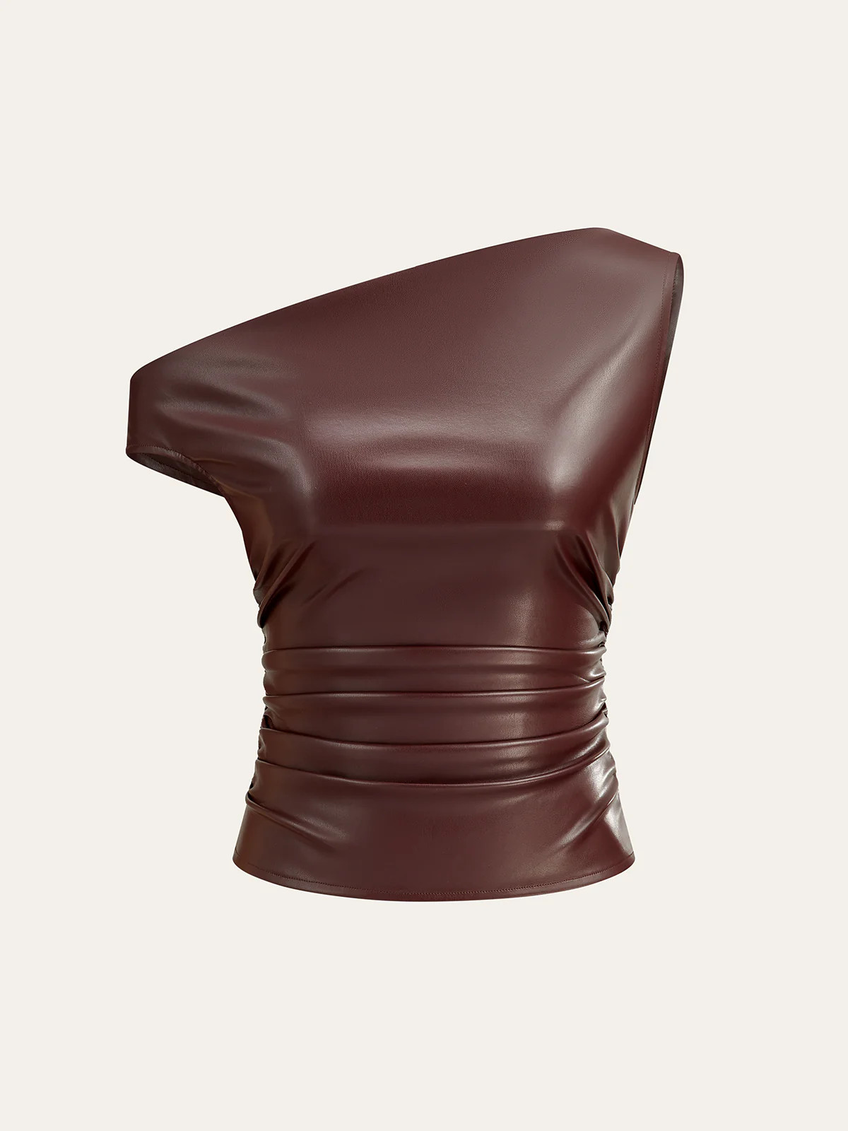 One-Shoulder PU Leather Tank Top | Commense