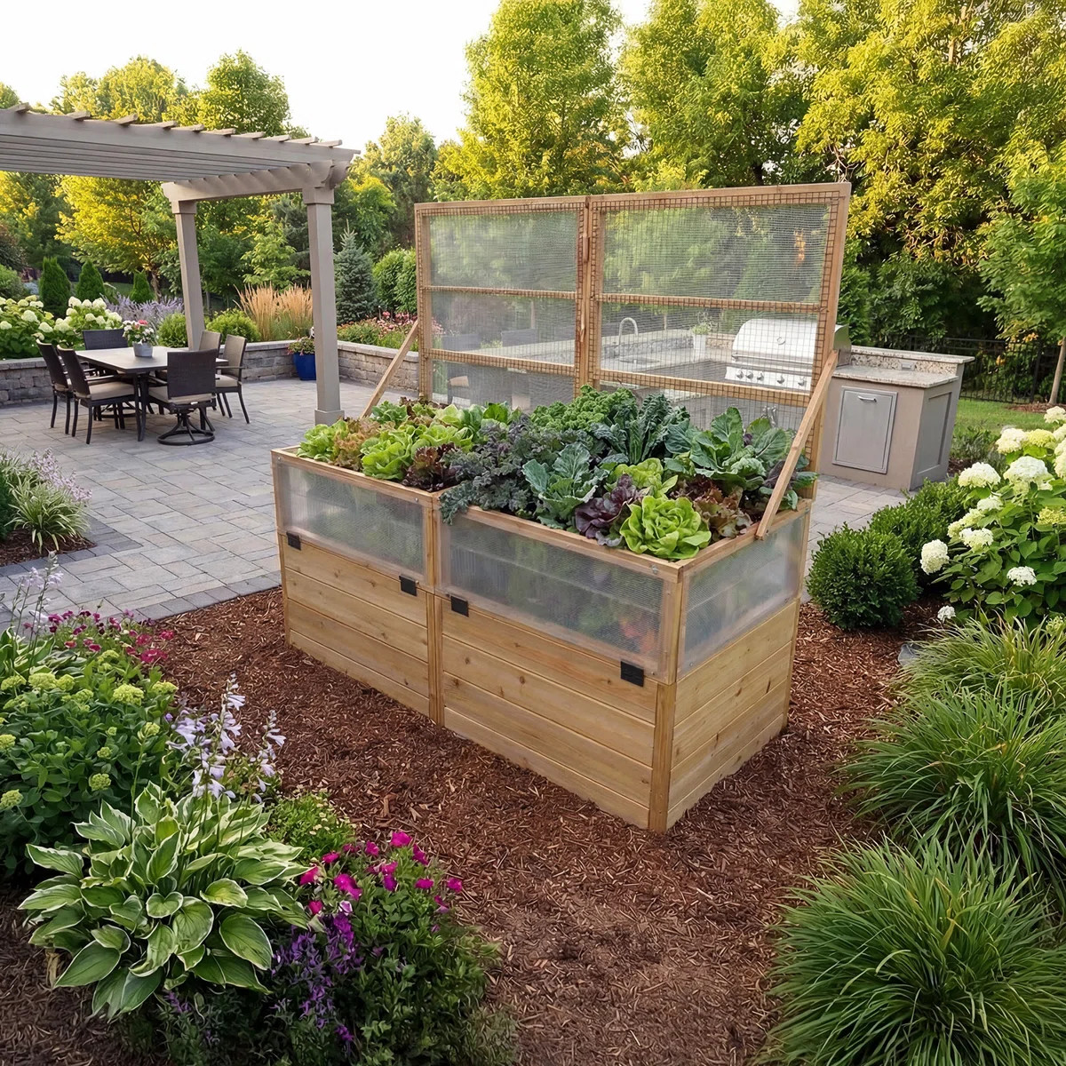 6 ft. W x 3 ft. D Cedar Garden in a Box with Greenhouse | Wayfair North America