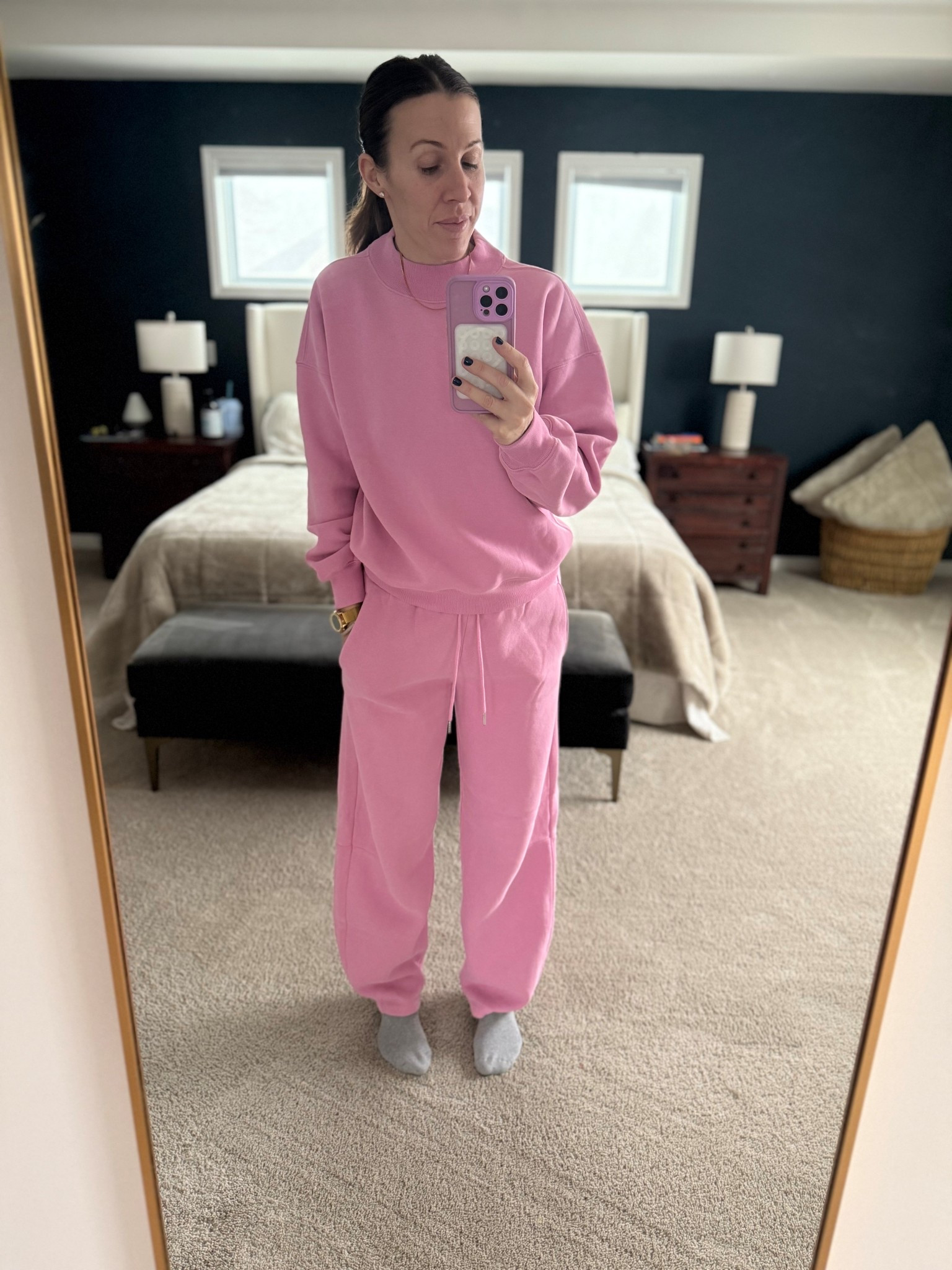 Its no surprise i used birthday discounts on a new sunday set from #abercrombie! These sets are the comfiest and us tall girls always appreciate a long option - this is the mauve color. Im wearing a small in the mockneck crew and a small long in the barrel pants.

#LTKActive #LTKootd #LTKmomlife
