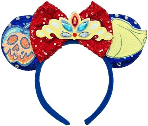 ZHENNAN Bow Ears Headbands for Women, Glitter Snow White Costume Hairbands Cartoon Themed Events ... | Amazon (US)