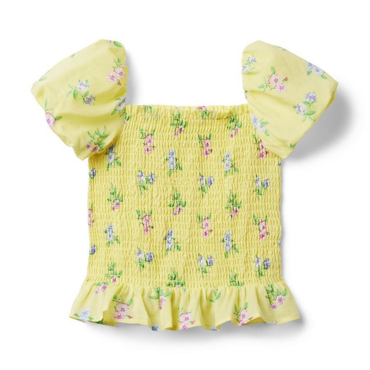Floral Smocked Puff Sleeve Cropped Top | Janie and Jack