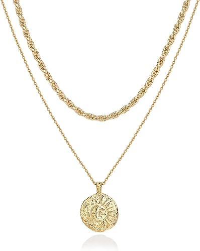 PAVOI 14K Gold Plated Layering Necklaces | Stylish Minimalist Design Pendant Necklaces | Bar, Lot... | Amazon (US)