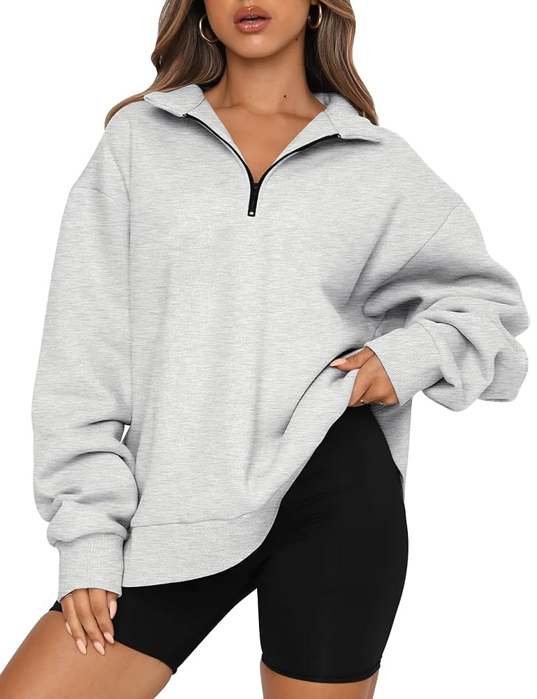 Trendy Queen Womens Oversized Sweatshirts Fall Sweaters Fashion Hoodies Half Zip Pullover Long Sl... | Amazon (US)