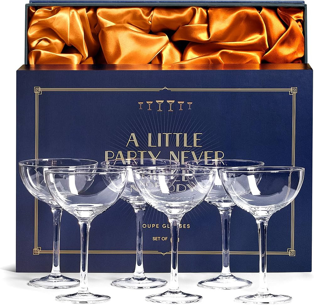 Vintage Crystal Champagne Coupe Glasses | Set of 6 | 4-5 oz Classic Cocktail Glassware - Martini,... | Amazon (CA)