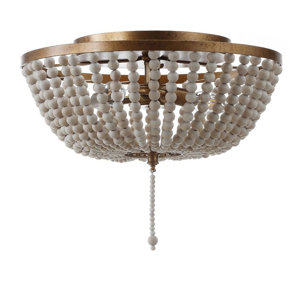 15"" Allison Wood Beaded/Metal LED Flush Mount Ceiling Light Antique Gold - JONATHAN Y, Adult Unisex | Target