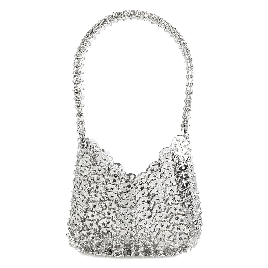 Women's Metallic Disc Party Handbag - Metal Sequin Top Handle Bag for Parties | Amazon (US)