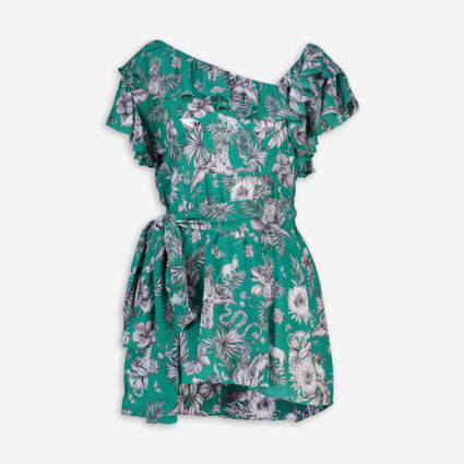 Green Floral Ruffle Blouse | TK Maxx