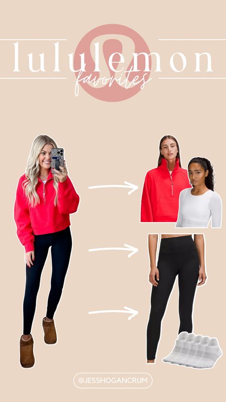 lululemon, outfit inspo, must-haves, athleisure, fitness, gym, workout, travel, wearing size 6 top, wearing size 4 bottoms, wearing size XS/S in pullover color: carnation red

#LTKtravel #LTKstyletip #LTKfit