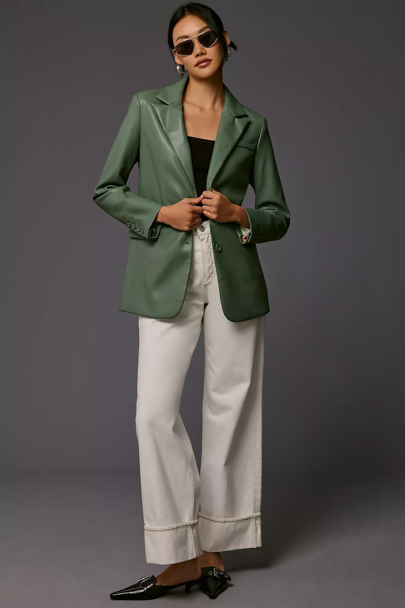 DOLAN Faux Leather Boyfriend Blazer | Anthropologie (US)