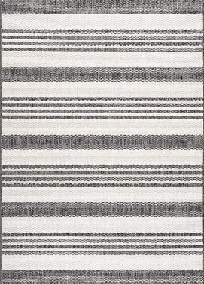 nuLOOM Heidi Multi Striped Indoor/Outdoor Area Rug, 4' x 6', Grey/Beige | Amazon (US)