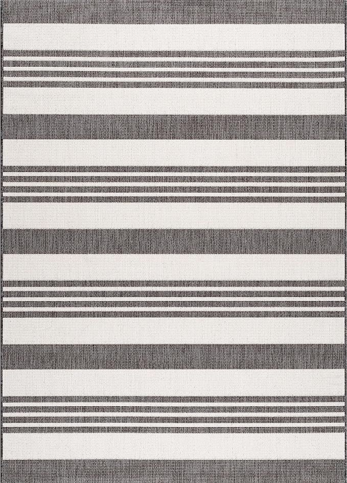 nuLOOM Heidi Multi Striped Indoor/Outdoor Area Rug, 4' x 6', Grey/Beige | Amazon (US)