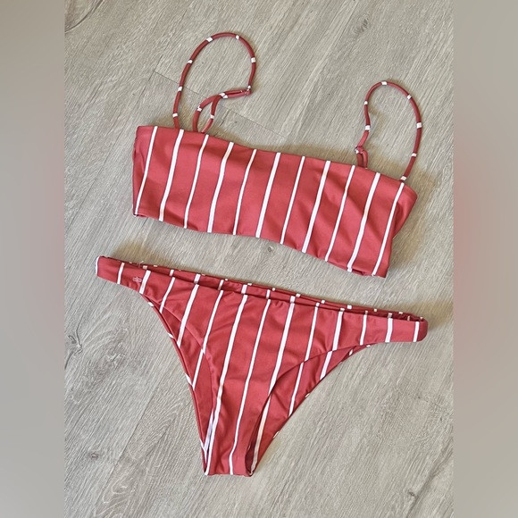 Skin by Same Los Angeles Rust Striped Bikini Size L | Poshmark