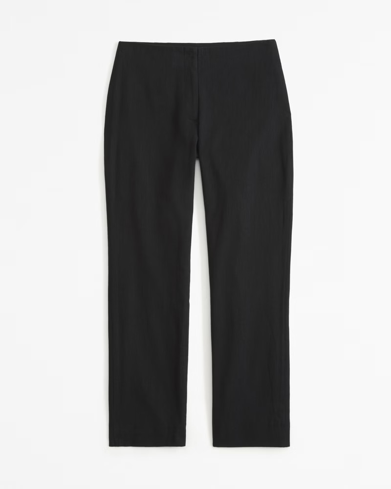 Mid Rise Linen-Blend Tailored Straight Pant | Abercrombie & Fitch (US)