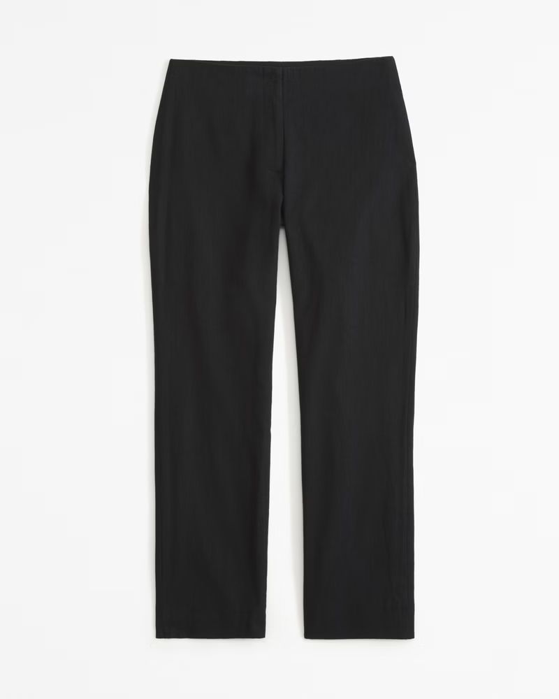 Mid Rise Linen-Blend Tailored Straight Pant | Abercrombie & Fitch (US)