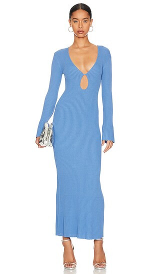 Peyton Rib Knit Midi Dress in Palace Blue | Revolve Clothing (Global)