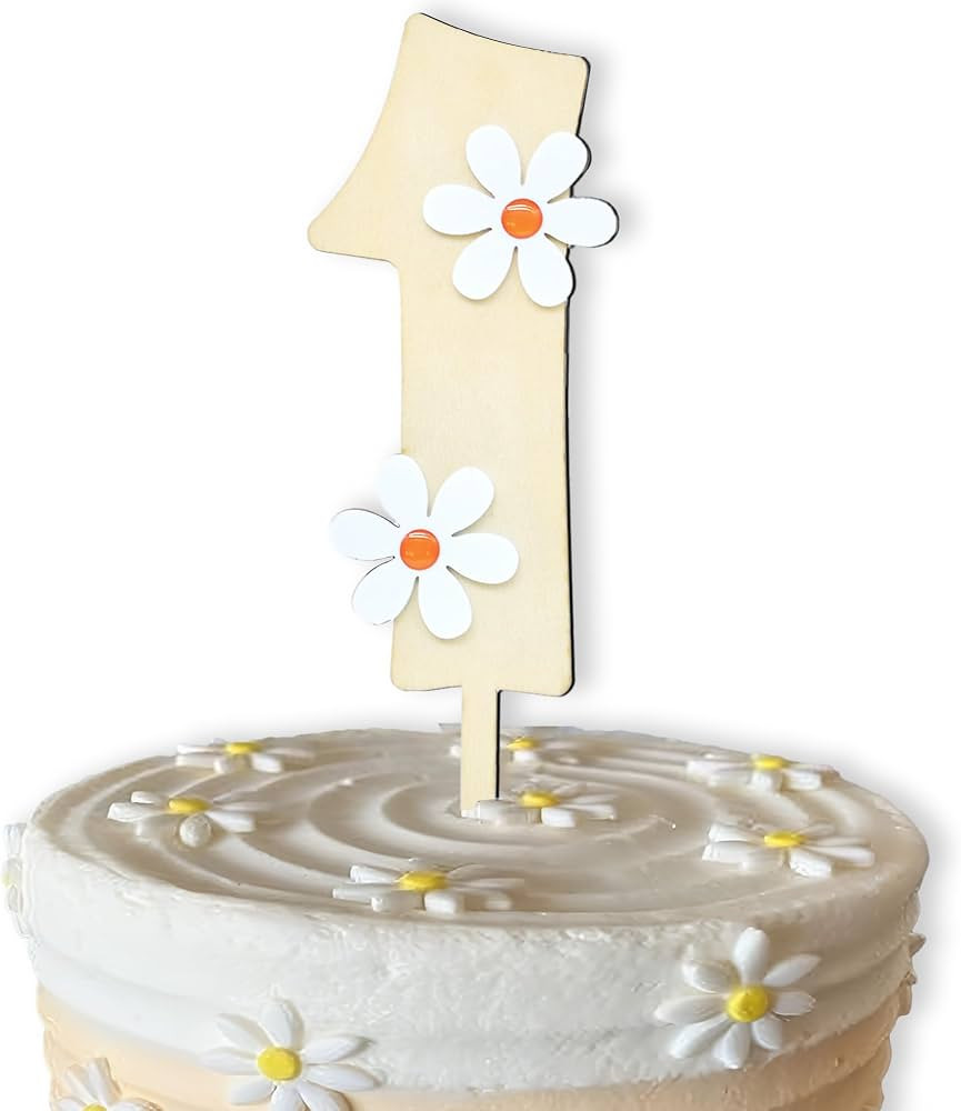 One Daisy Cake Topper - 1st Birthday Girl Decoration, Wooden Daisy Topper, Groovy One Decorations... | Amazon (US)