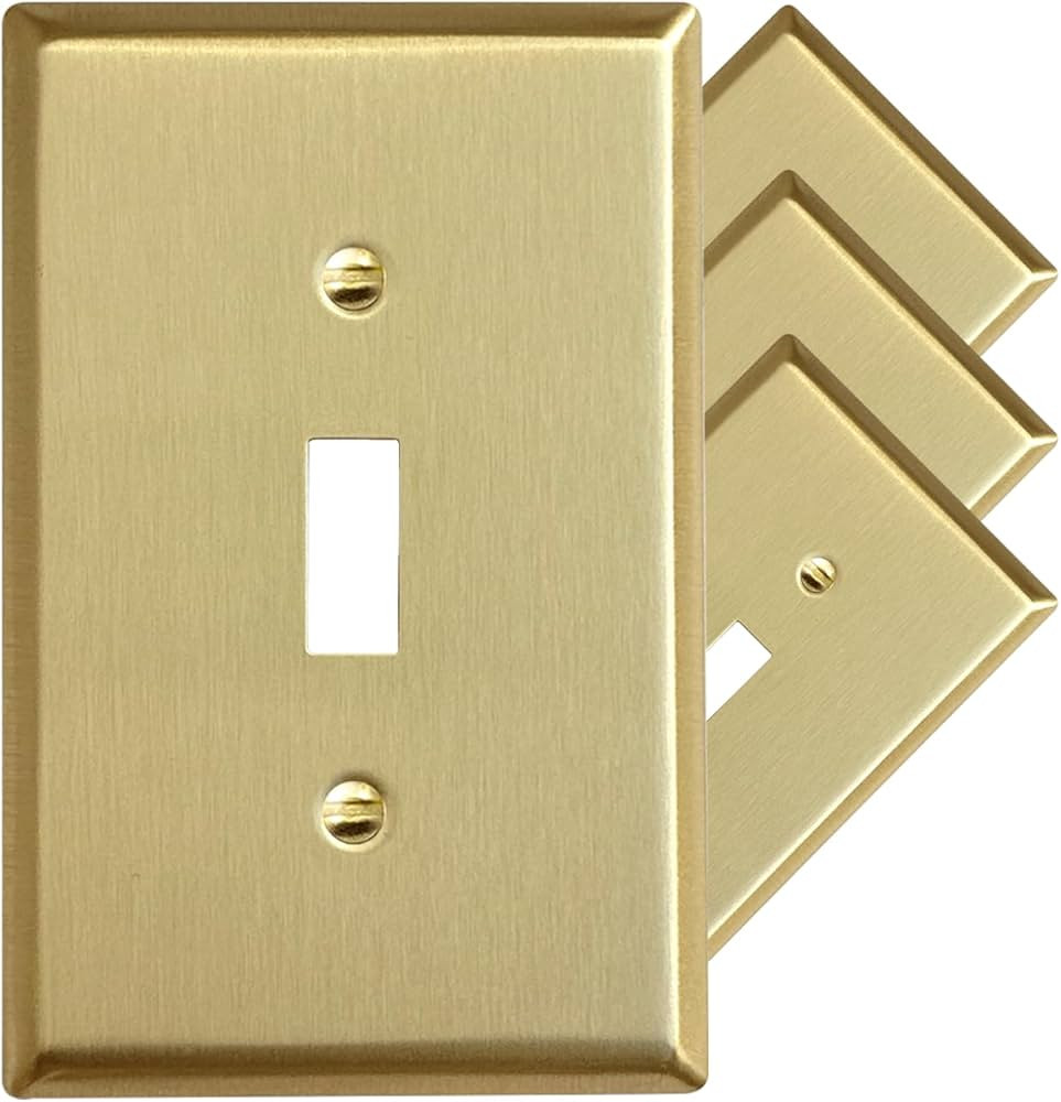 Rio Salto BRASS Metal Gold Toggle 1-Gang MID-SIZE Toggle Light Switch Covers Wall Plate Single To... | Amazon (US)