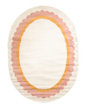 Made In Turkey 6x9 Tibet Oval Scalloped Border Soft Shag Area Rug | TJ Maxx