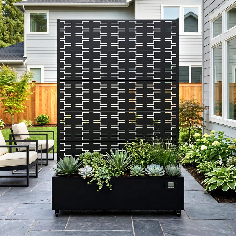 Forson Galvanized Metal Planter Box with Trellis and Wheels | Wayfair North America