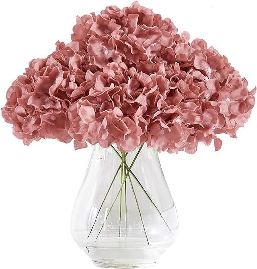 Kislohum Hydrangea Silk Flower Heads 10 Dusty Rose Artificial Hydrangea Silk Flowers Head for Wed... | Amazon (US)