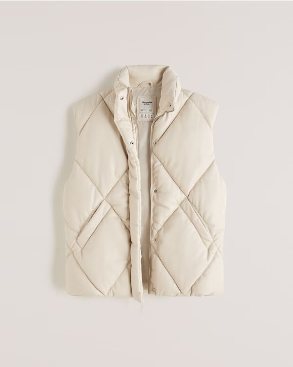 A&F Oversized Vegan Leather Quilted Vest | Abercrombie & Fitch (US)