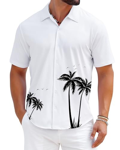zeetoo Men's Hawaiian Shirts Short Sleeve Wrinkle Free Button Down Tropical Floral Holiday Beach ... | Amazon (US)